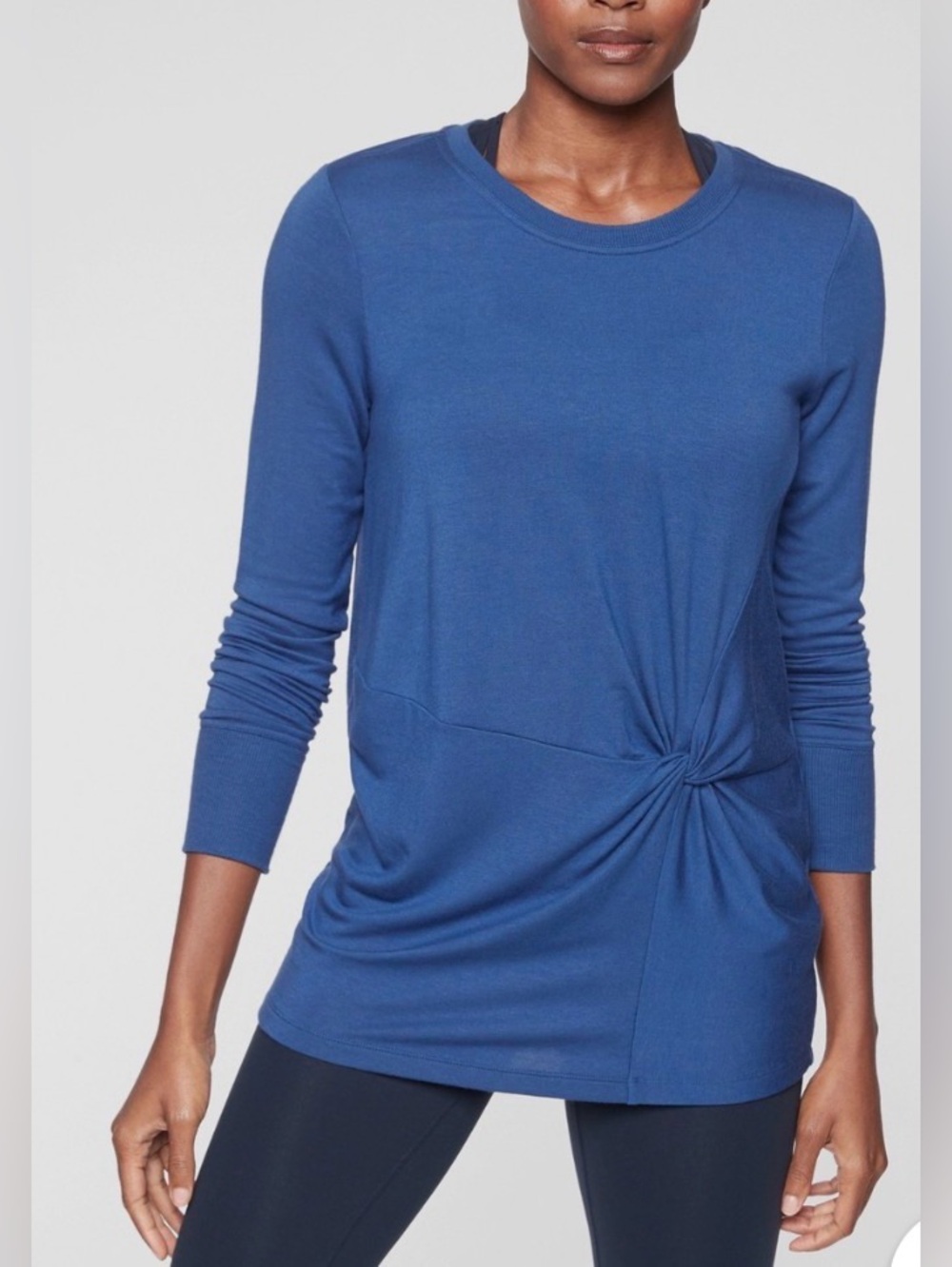 Athleta Nirvana Twist Front Sweatshirt, Atlantis Blue - Size Small
